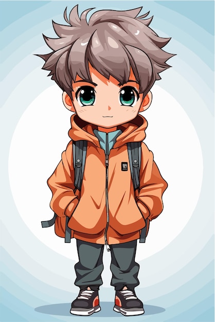 Vector young man anime style character vector illustration design manga anime boy