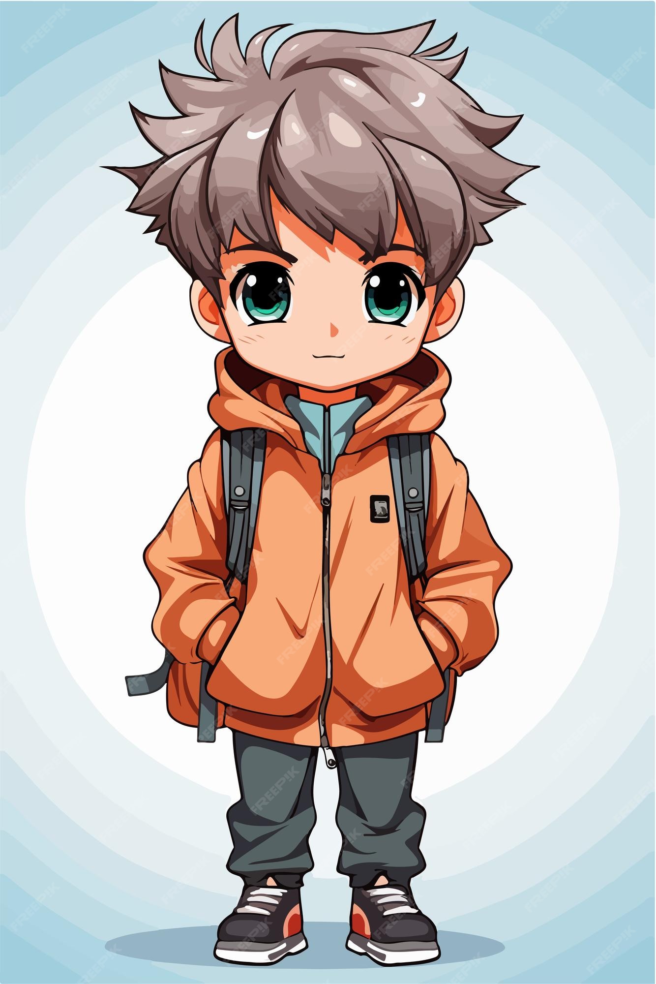 Premium Vector  Young man anime style character vector