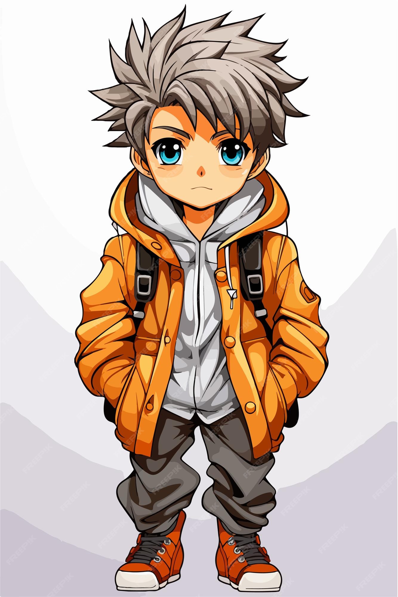 Premium Vector  Young man anime style character vector