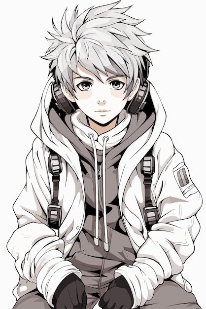 Vector vector young man animestyle character vector illustration design manga anime boy