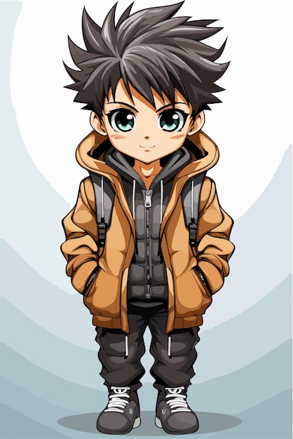 Vector young man animestyle character vector illustration design manga anime boy