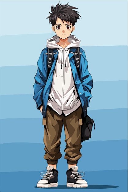 Vector young man animestyle character vector illustration design manga anime boy