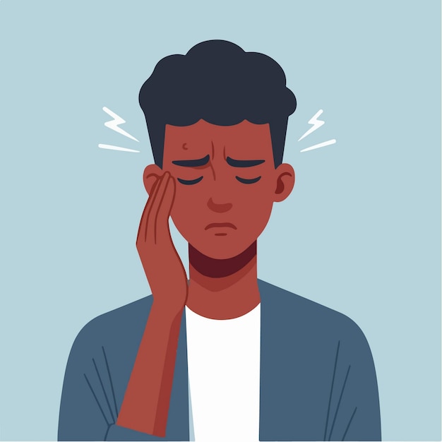 Vector vector young man headache due to stress