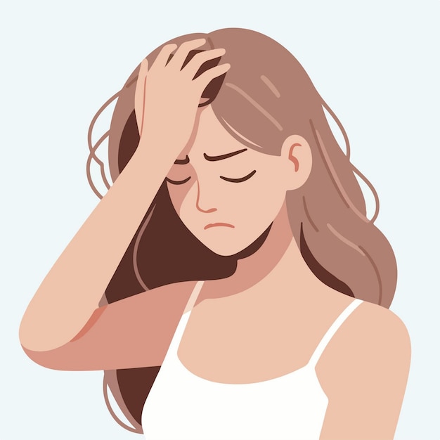 Vector vector young woman headache cartoon illustration