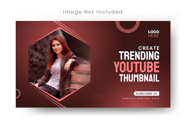 Vector a youtube thumbnail template is shown a modern girl sitting