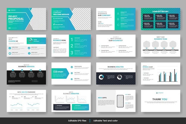 Vector zakelijke powerpoint zakelijke portefeuille profiel ontwerp projectrapport corporate p