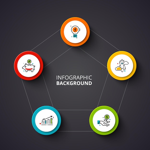 Vector zakelijke sjabloon voor presentatie Cirkelelementen van cyclusdiagram met 5 stappen