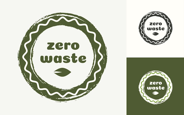 Vector zero waste emblem flat style for recycle reuse and reduce concept ecological lifestyle sustainable developments illustration no plastic label go green sticker Vector 10 eps