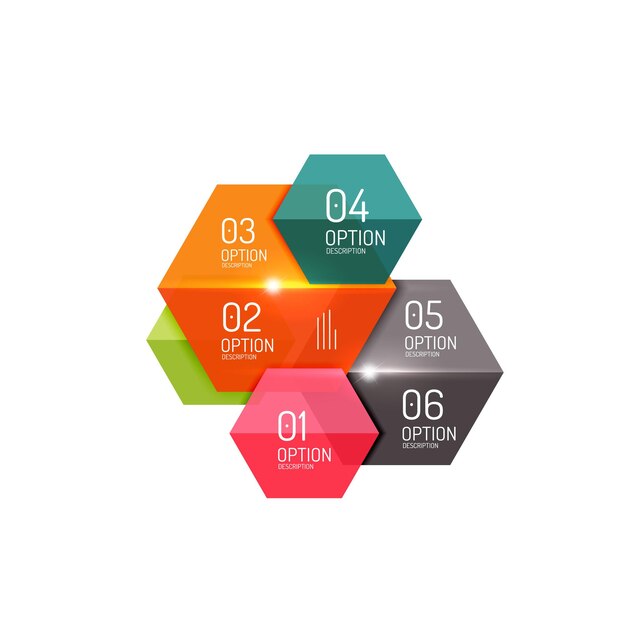 Vector zeshoek infografische diagram sjablonen