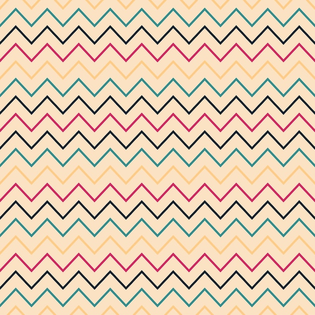 ベクトルジグザグのシームレスな縞模様のレトロなミニマルなデザインカラフルな線形背景