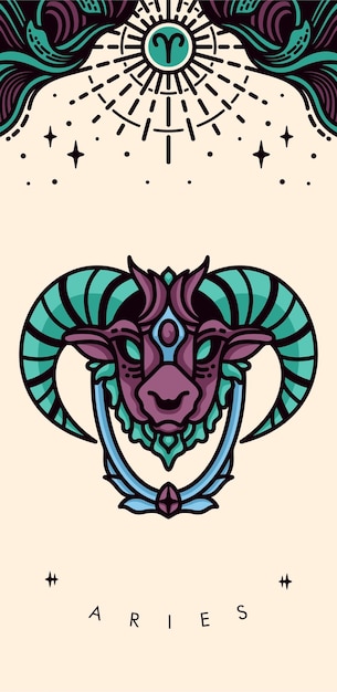 VECTOR ZODIAC OF ARIES WITH LINE ART ILLUSTRATION STYLE