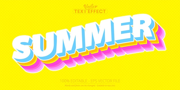 Vector zomer teksteffect 3D vetgedrukte lijn stijl moderne typografie voor decoratie t-shirt boek kaart