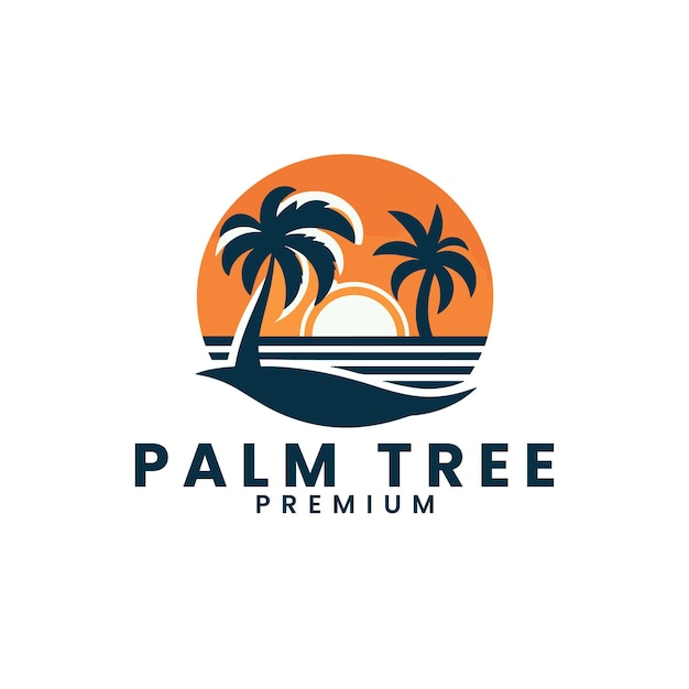 Vector zomerpalm en strand logo illustratie sjabloon