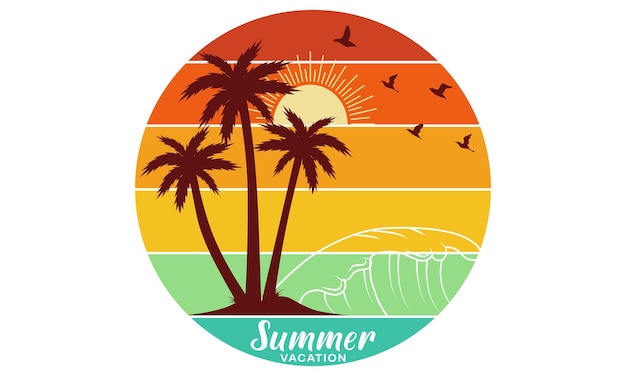 Vector 'Zomervakanties' tshirt ontwerp zomertijd zonneschijn vector print ontwerp