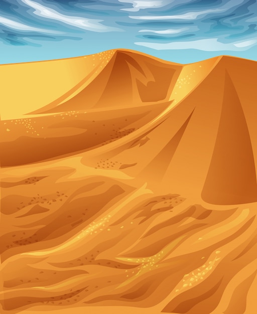 Vector vector zonnige woestijn en blauwe hemel.