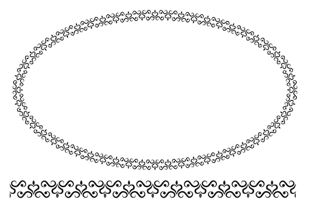 Vector zwart afgeronde hoek ovaal bloemenframe, geïsoleerd op wit