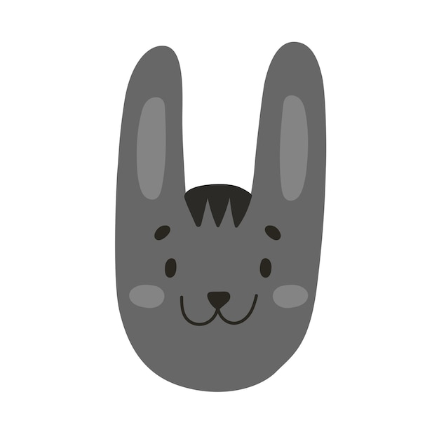 Vector zwart konijn als symbool van chinees nieuwjaar, hoofd van schattig konijntje voor kinderen