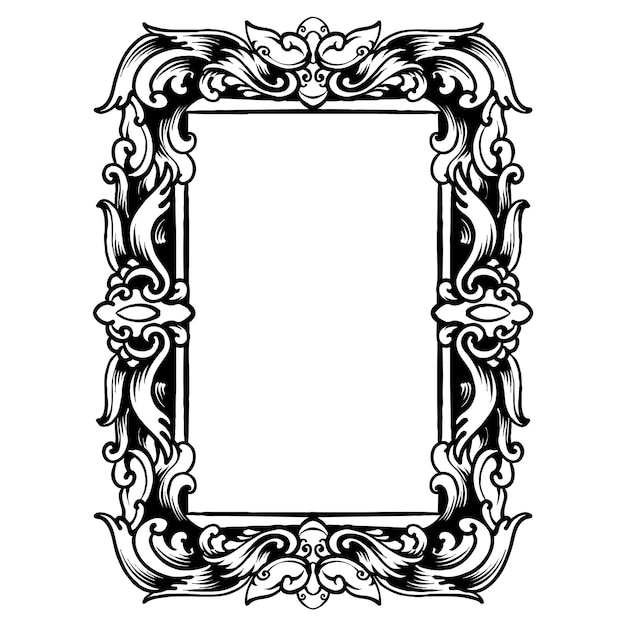 Vector vector zwart-wit frame met vintage gouden ornament kunst