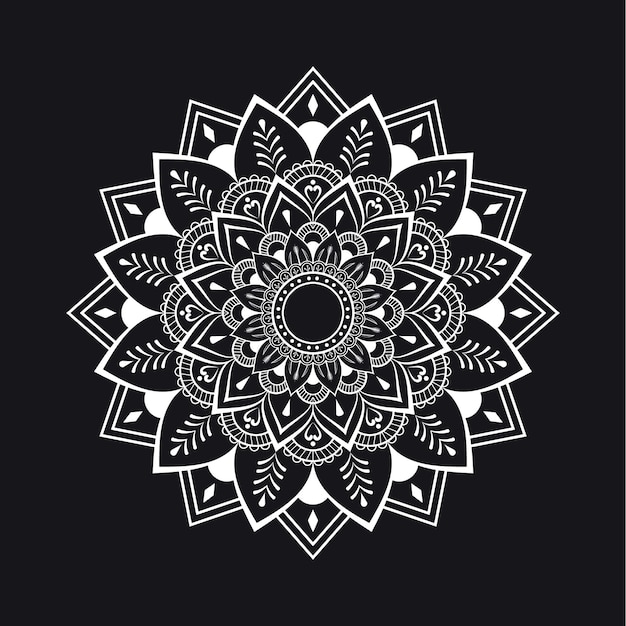 Vector vector zwart-wit indiase mandala achtergrondontwerp