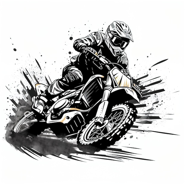 vector zwart wit motorcross logo racen snel gedetailleerde motorfiets