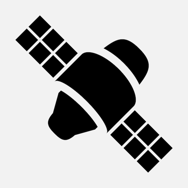 vector zwart-wit ruimte satellietpictogram
