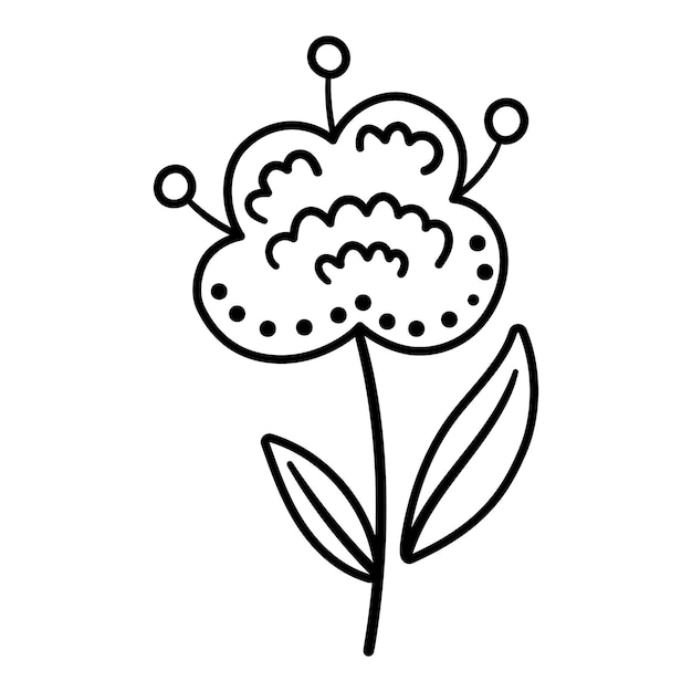 Vector zwart-witte bloem geïsoleerd op een witte achtergrond Floral lijn decoratief element mooie lente of zomer overzicht clipart of kleurplaat geïsoleerd op witte backgroundxA