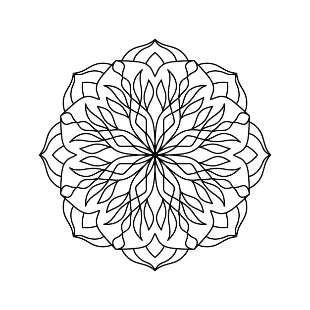 Vector vector zwarte bloemenmandala geïsoleerd op witte achtergrond geometrische lijn bloemenmandale illustratie