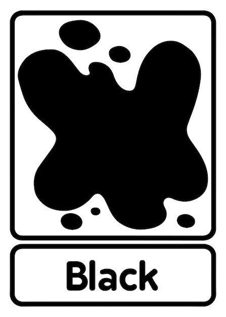 vector zwarte kleur flashcard in het Engels