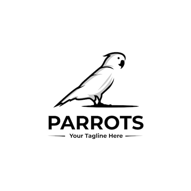 vector zwarte papegaai vogel logo ontwerpsjabloon