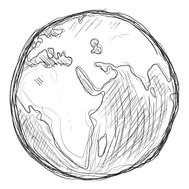 Vector zwarte vuile schets illustratie Globe Planet Earth