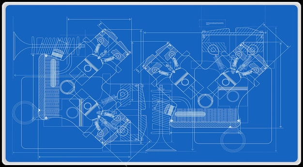 Vector vectorachtergrond van de motor van een auto en zijn componenten kan