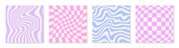 Vectorachtergronden in groovy estheticAbstract templates in y2k-stijlTrendy geometrische ontwerpen voor bannerssocial media marketingbrandingpackagingcovers