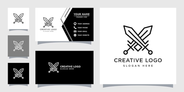 Vectorafbeelding van abstract zwaard logo ontwerpsjabloon