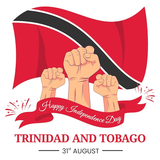 Vectorafbeelding van de dag van de onafhankelijkheid van Trinidad en Tobago voor wenskaart met gebalde vuist