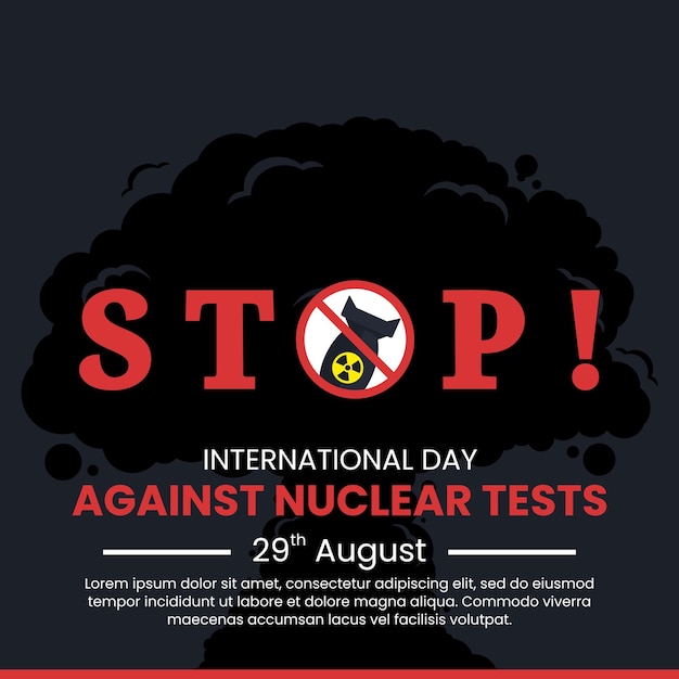 Vectorafbeelding van de internationale dag tegen de kernproefstop typografieviering op 29 augustus