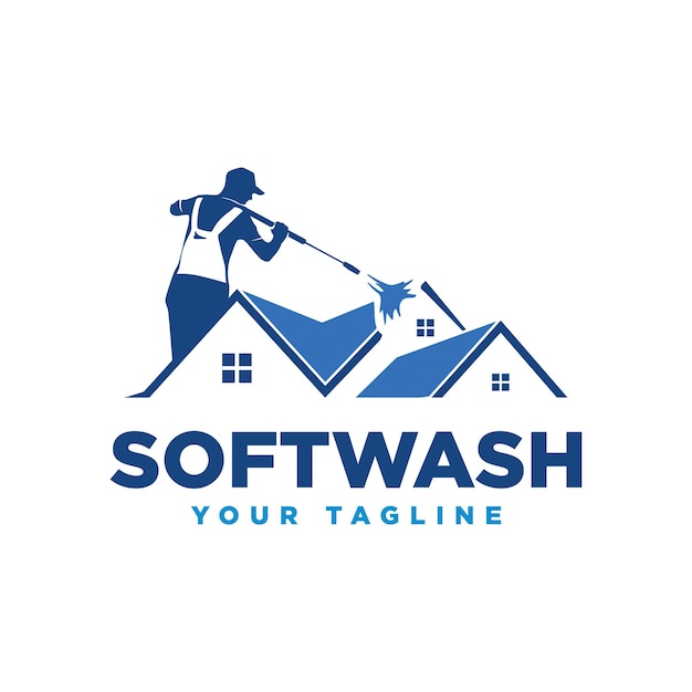Vectorafbeelding van druk power wash soft wash spray logo ontwerpsjabloon