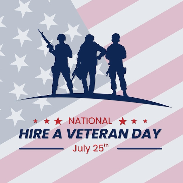 Vectorafbeelding van National Hire a Veteran Day 25 juli Vakantieconcept Sjabloon voor achtergrond