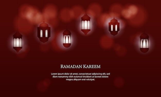 Vectorafbeelding van Ramadan Kareem met Red Lantern Geschikt voor wenskaartbehang en andere