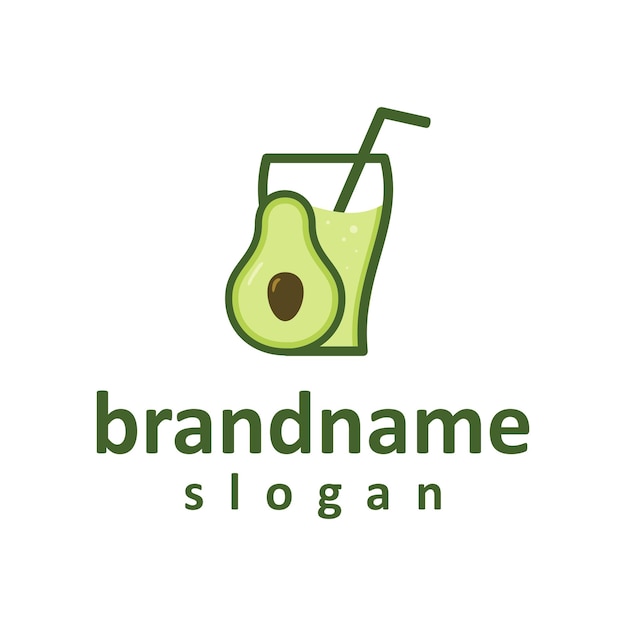 Vectorafbeelding van vers avocadosap illustratie logo ontwerpsjabloon