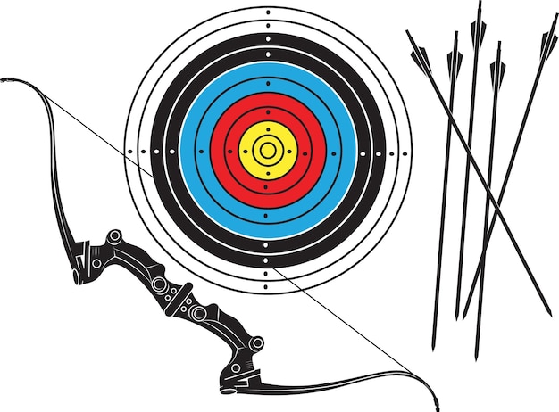 Vectorafbeeldingen van boog pijl en een doel geïsoleerd op transparante achtergrond