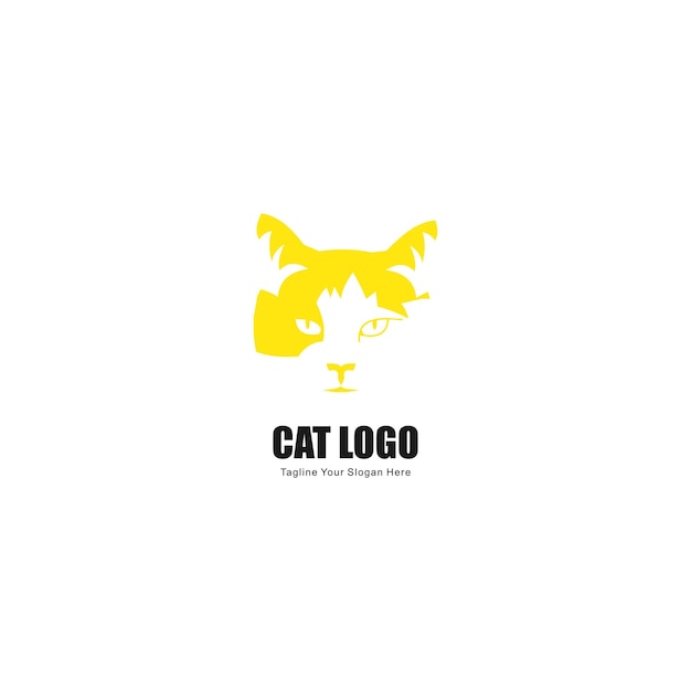 Vectorafbeeldingen van geel kattenkoplogo en pictogram