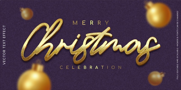 Vectorbanner bewerkbaar teksteffect kerstgoud 3d tekststijl