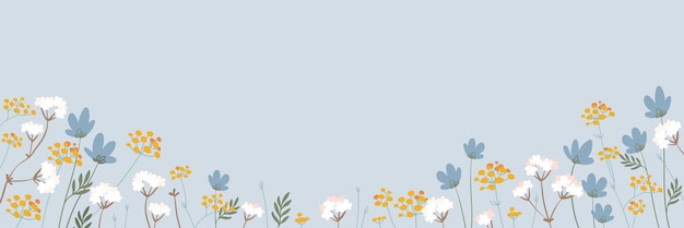 Vectorbanner met wilde bloemen bloeiend veld