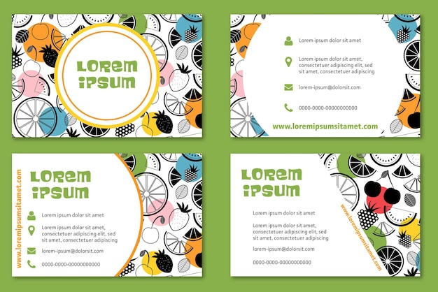 Vectorbanners van tropisch fruit met naadloos patroon ontwerp voor sappen ijs natuurlijke cosmetica snoep en gebak met fruitvulling dessertmenu gezondheidsproducten met plaats voor tekst