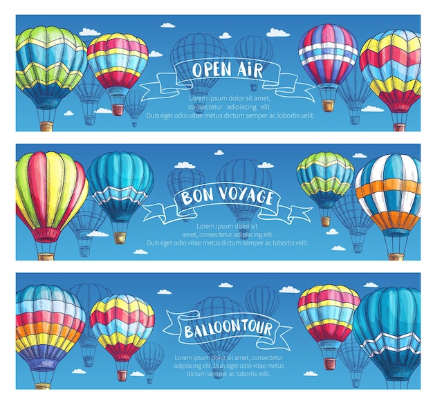 Vectorbanners voor ballonvaart of -show