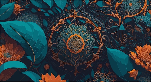 Vectorbased background image that combines organic and technological elements blending intricate