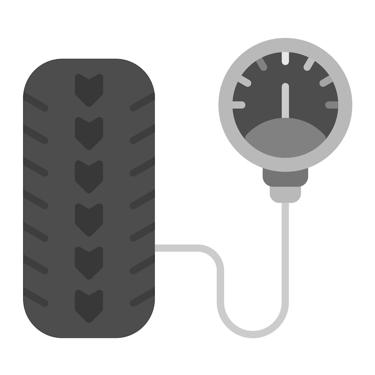 Vector vectorbeeld van de bandendruk icoon kan worden gebruikt voor auto racing