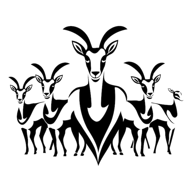Vector vectorbeeld van een groep geiten op een witte achtergrond vectorillustratie
