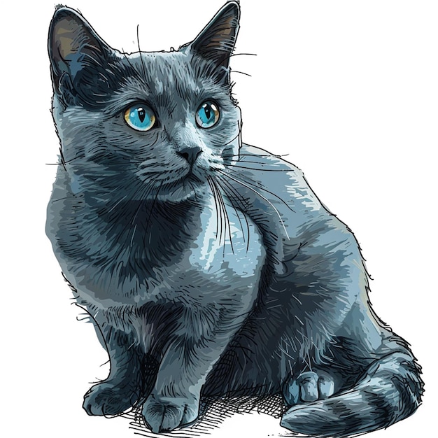 Vector vectorbeeld van een kat op een witte achtergrond met de hand getekende illustratie