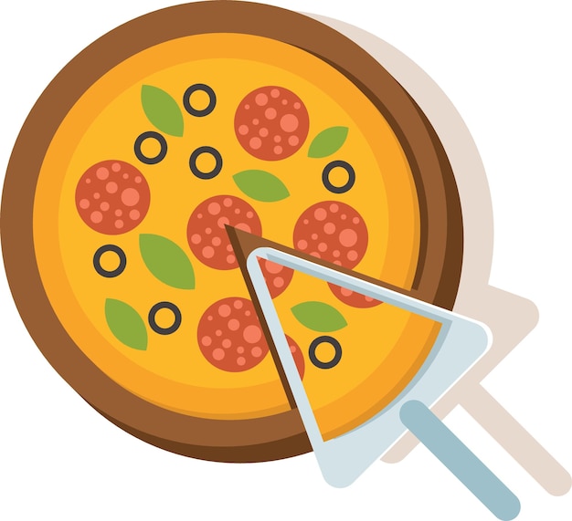 Vectorbeeld van een mes dat wordt gebruikt voor het snijden van pizza